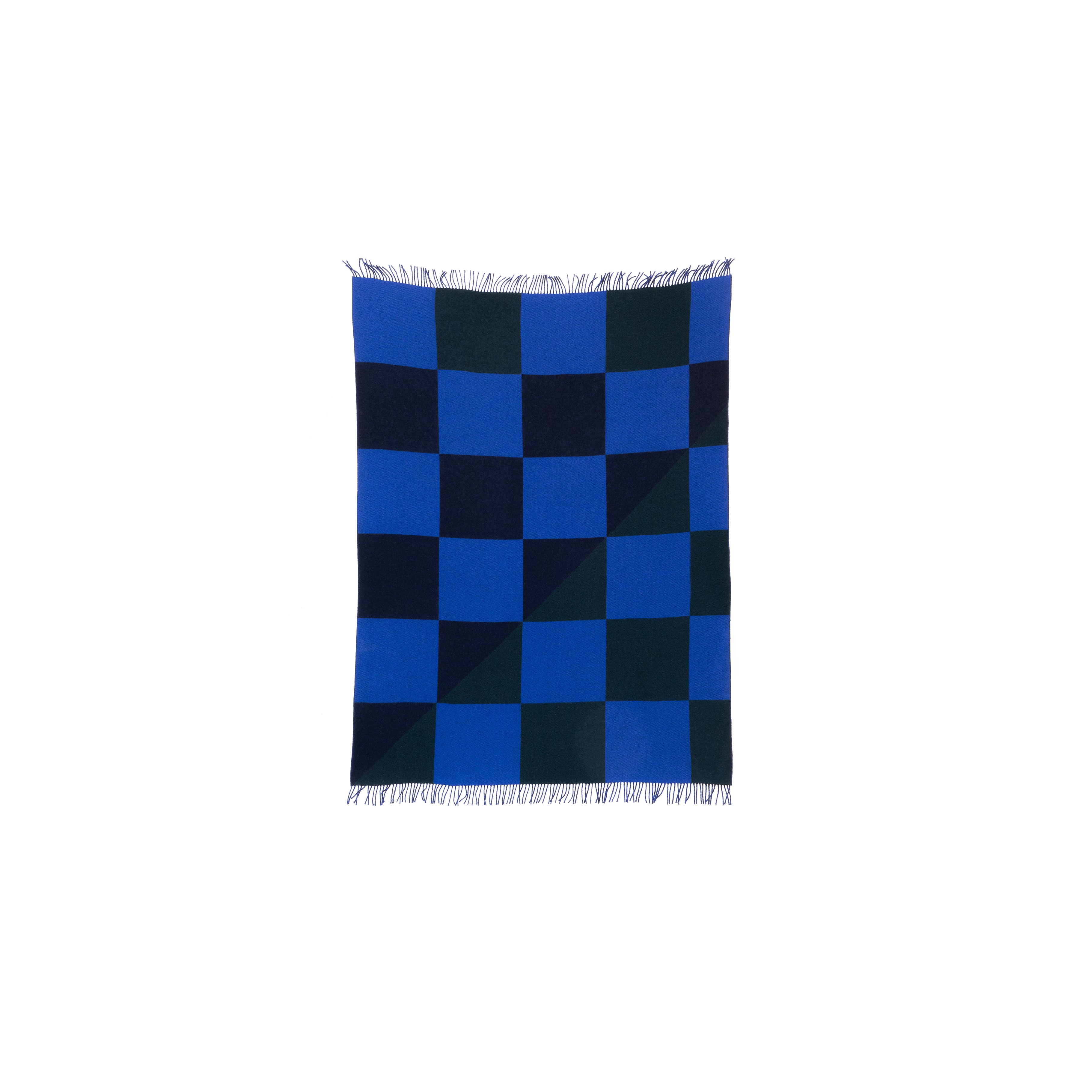Blue, Green and Navy Throw Blanket - Oversized Checker Patchwork - Image 2