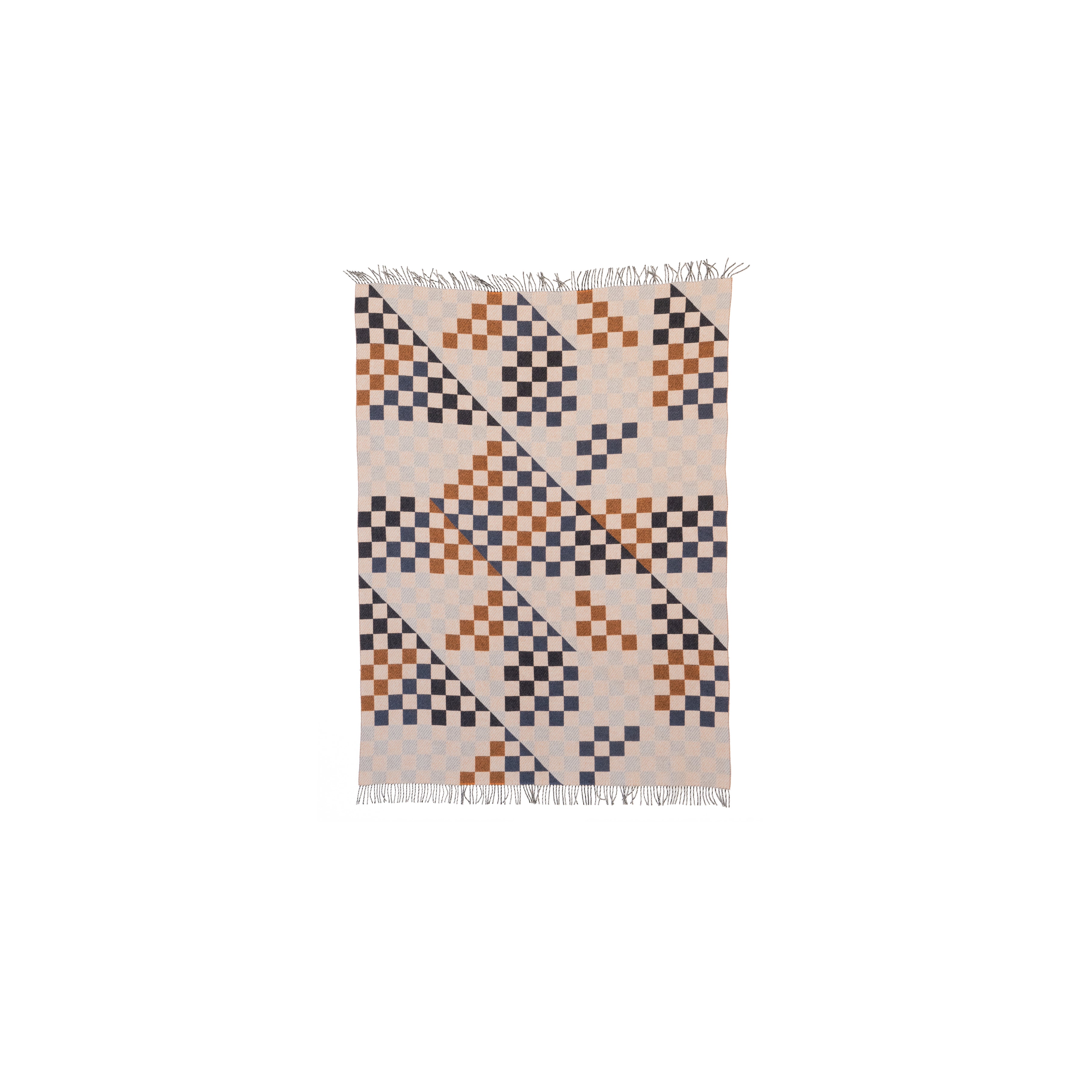 Saffron, Blue and White Patchwork Blanket - Large Geometric Checker - Image 2