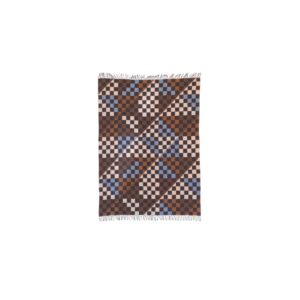 Saffron, Blue and White Patchwork Blanket - Large Geometric Checker