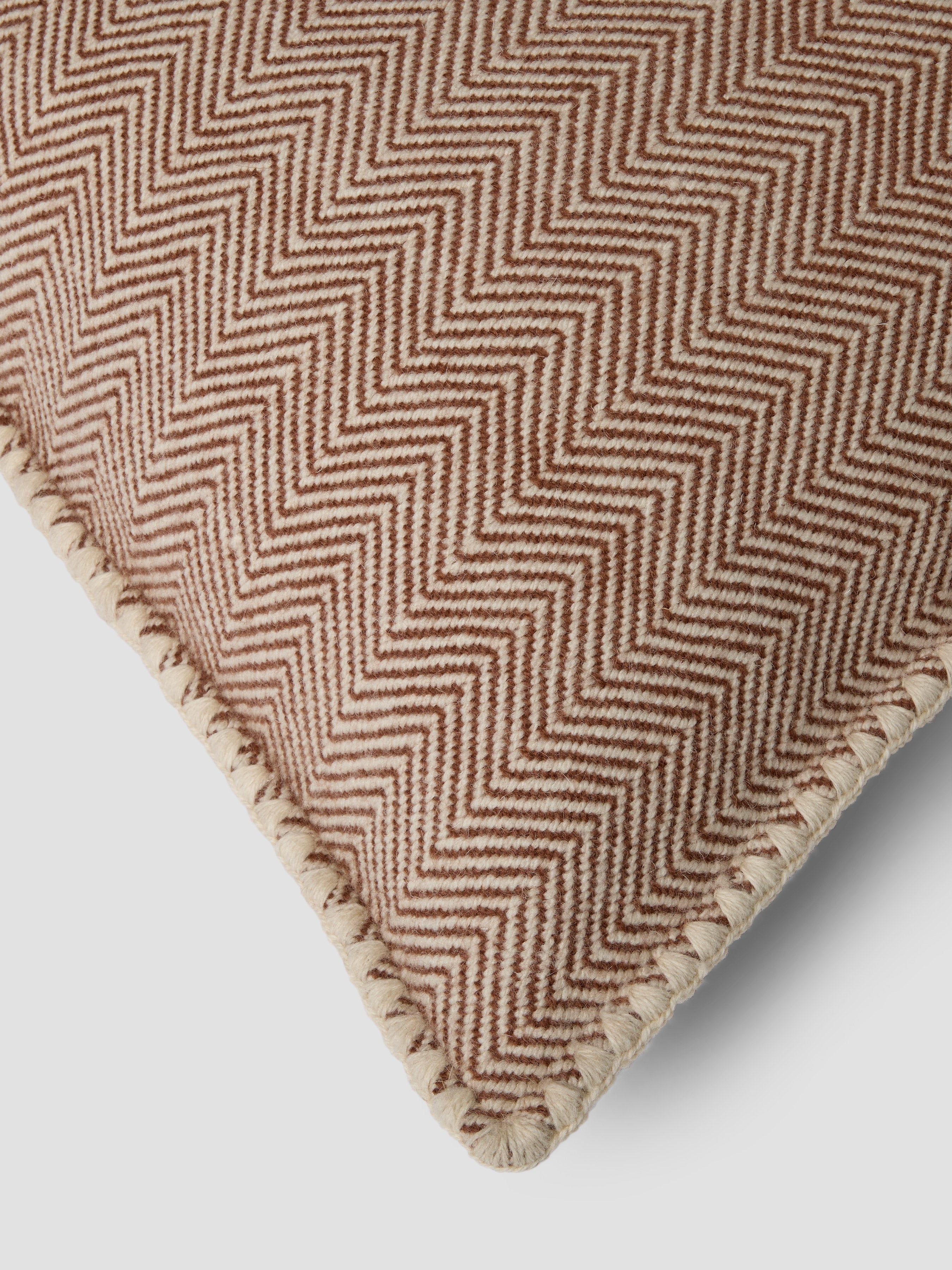 Mocha Herringbone Wool Square Cushion Cover - 20 x 20 in - Image 2