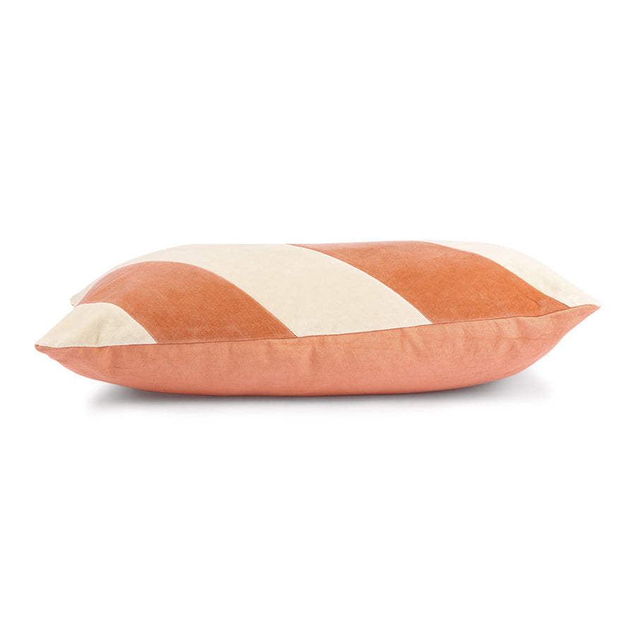 Striped velvet pillow peach / cream - Image 2