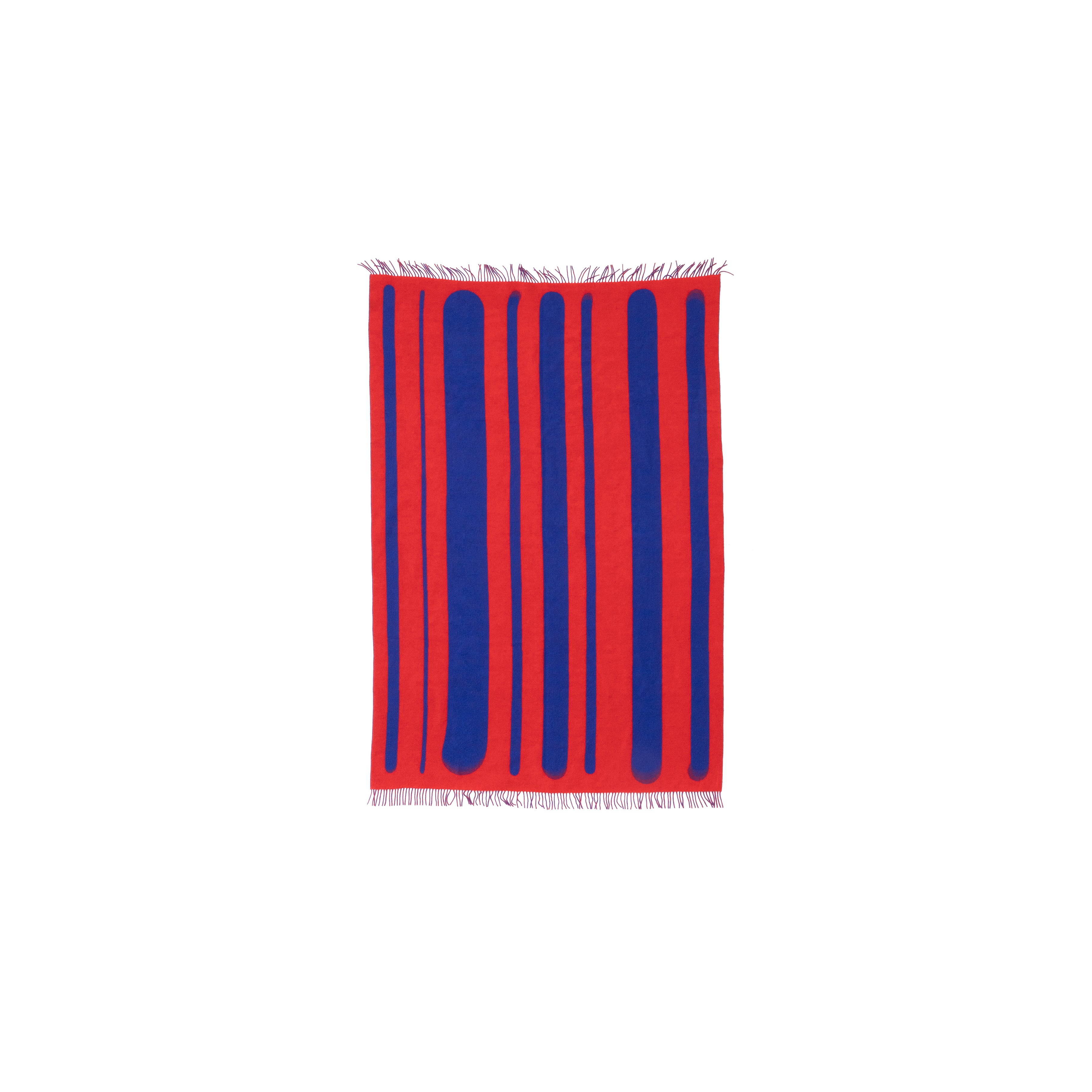 Blue and Red Woven Throw - Modern Vertical Stripe Pattern - Image 2