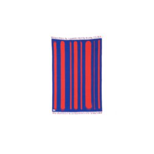 Blue and Red Woven Throw - Modern Vertical Stripe Pattern