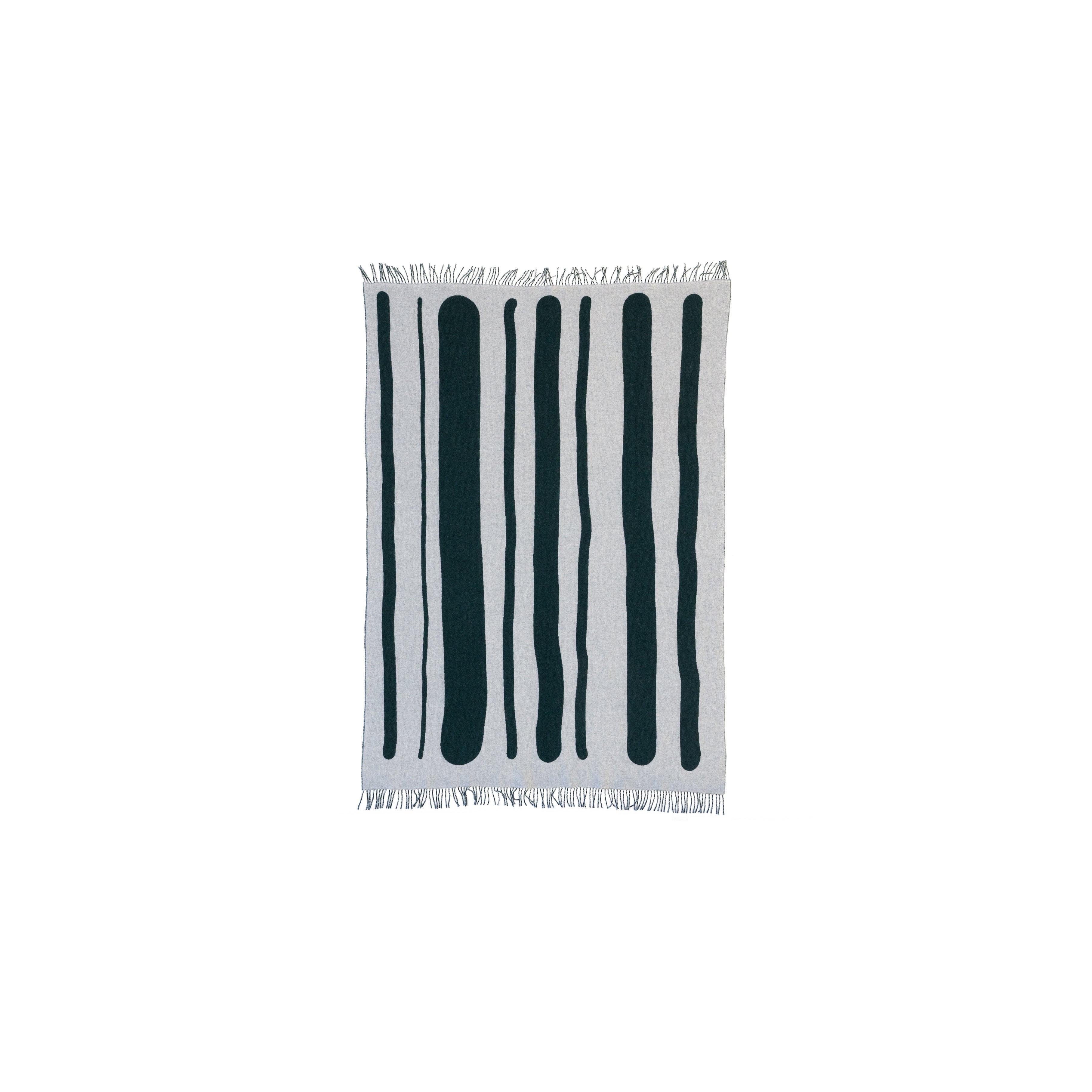 Green and Porcelain Woven Throw - Modern Vertical Stripe Pattern - Image 2