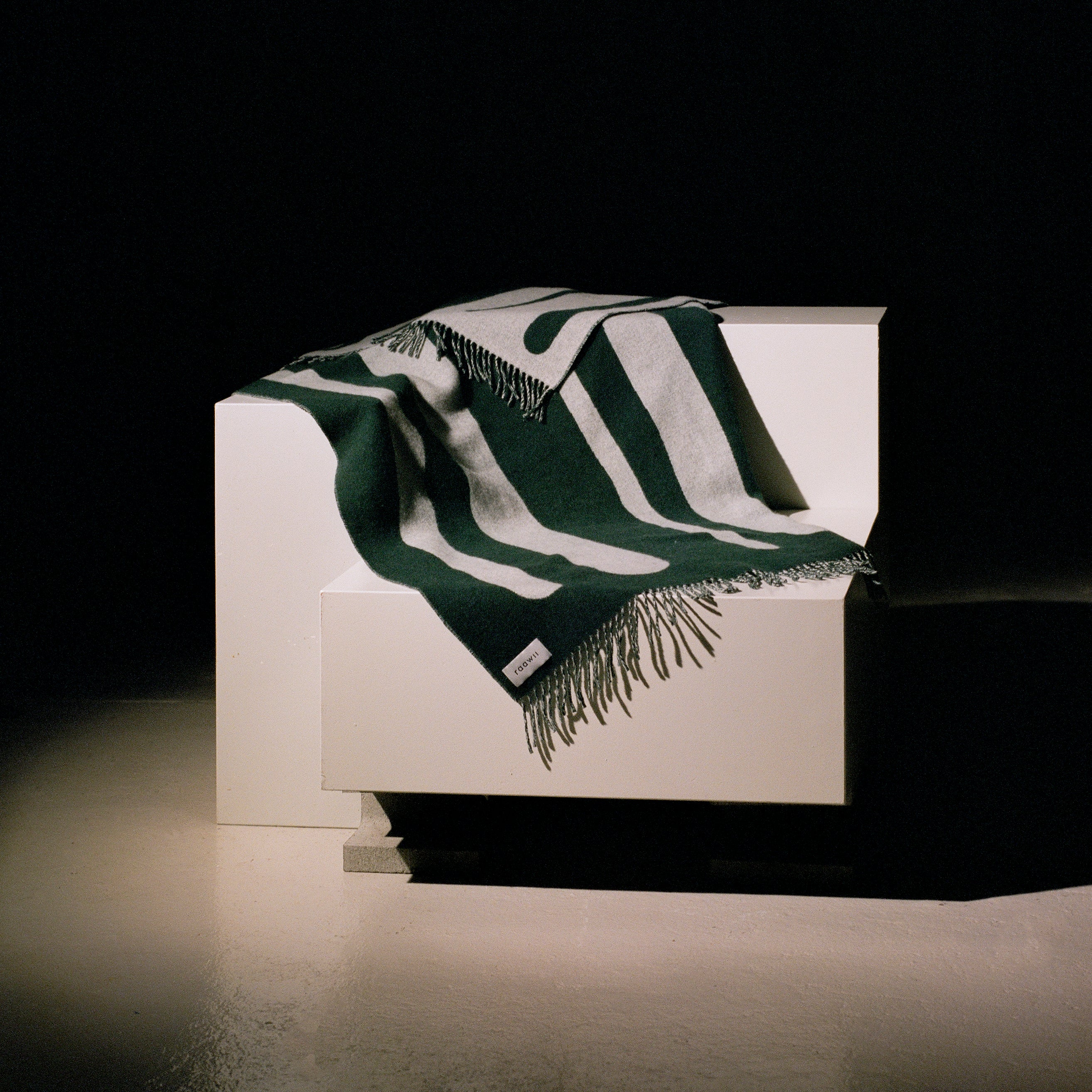 Green and Porcelain Woven Throw - Modern Vertical Stripe Pattern - Image 3