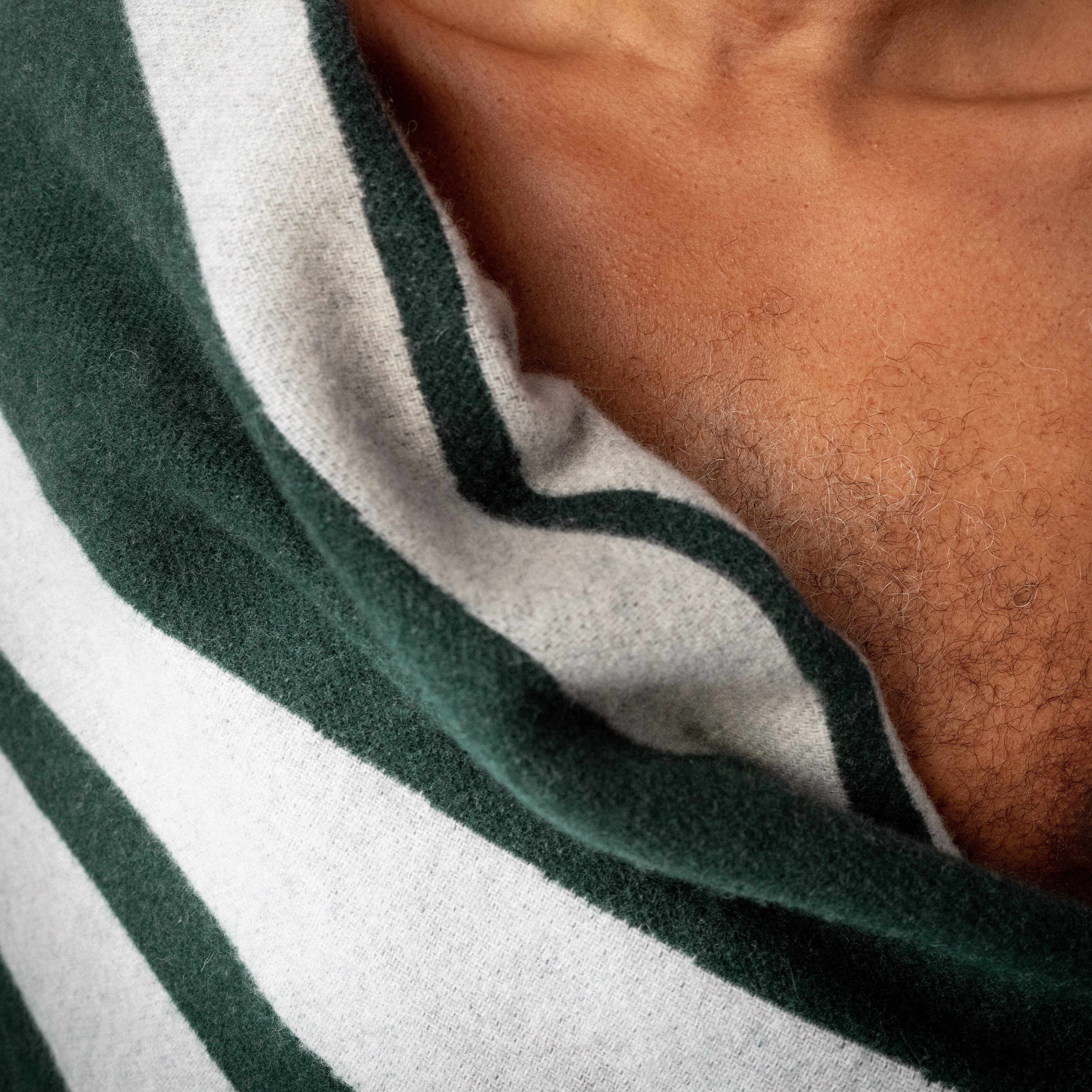 Green and Porcelain Woven Throw - Modern Vertical Stripe Pattern - Image 5