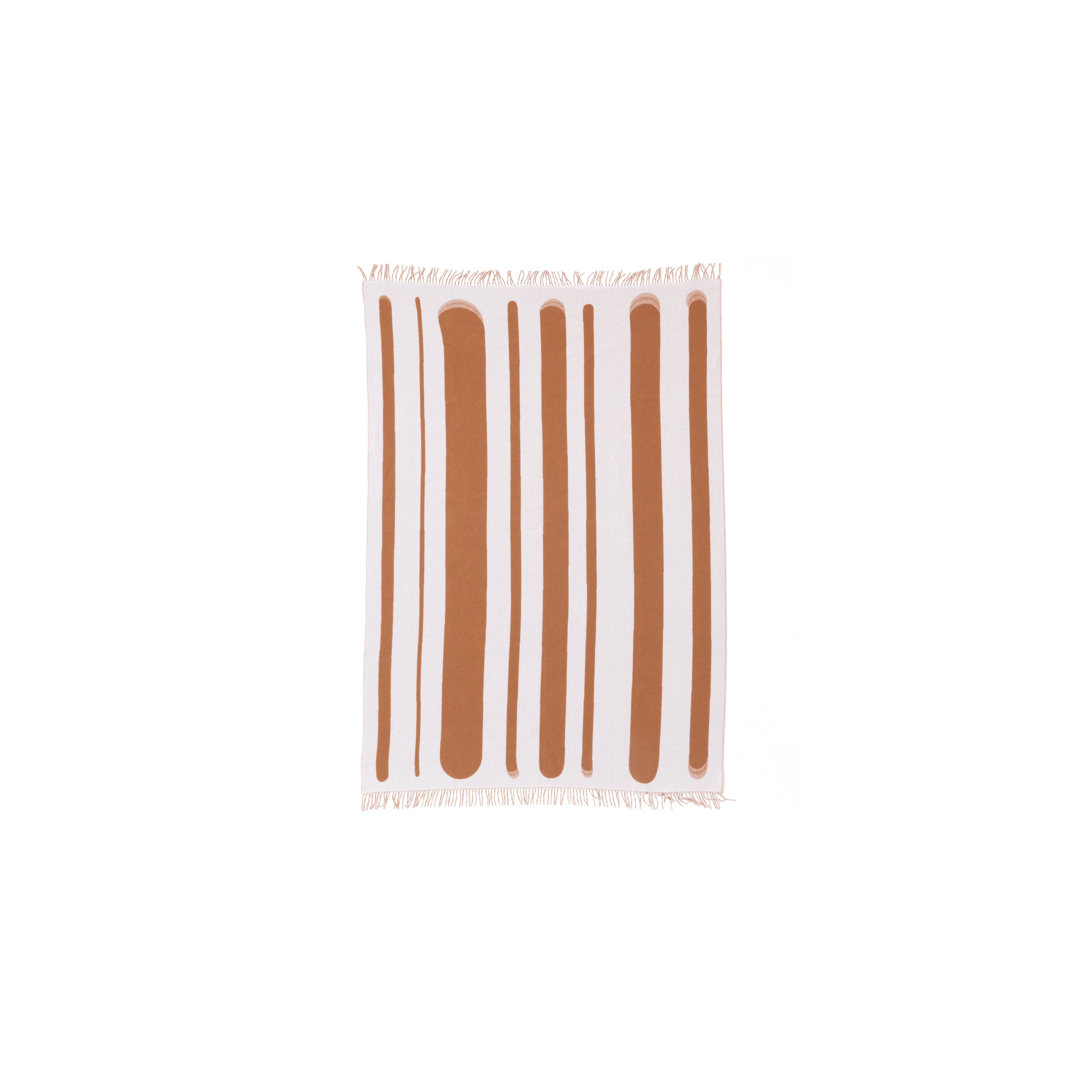Tan and Milk Throw Blanket - Bold Brush Stripe Design - Image 2