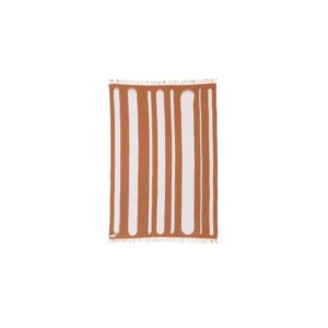 Tan and Milk Throw Blanket - Bold Brush Stripe Design