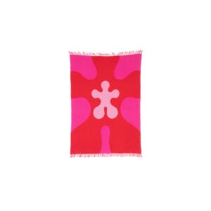 Red, Pink and White Art Throw - Bold Organic Pop Pattern