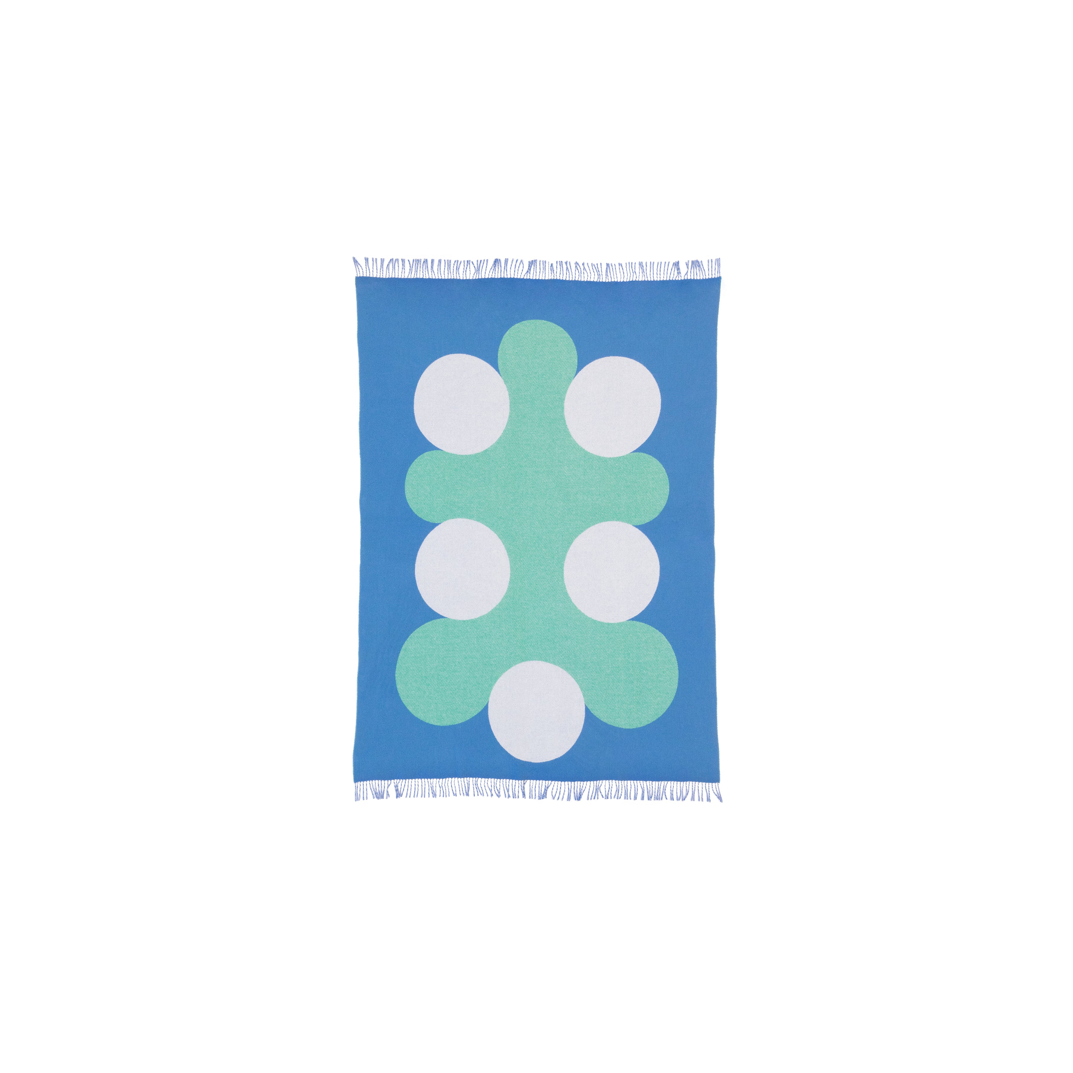 White, Blue and Leaf Throw Blanket - Oversized Retro Flower Motif - Image 2