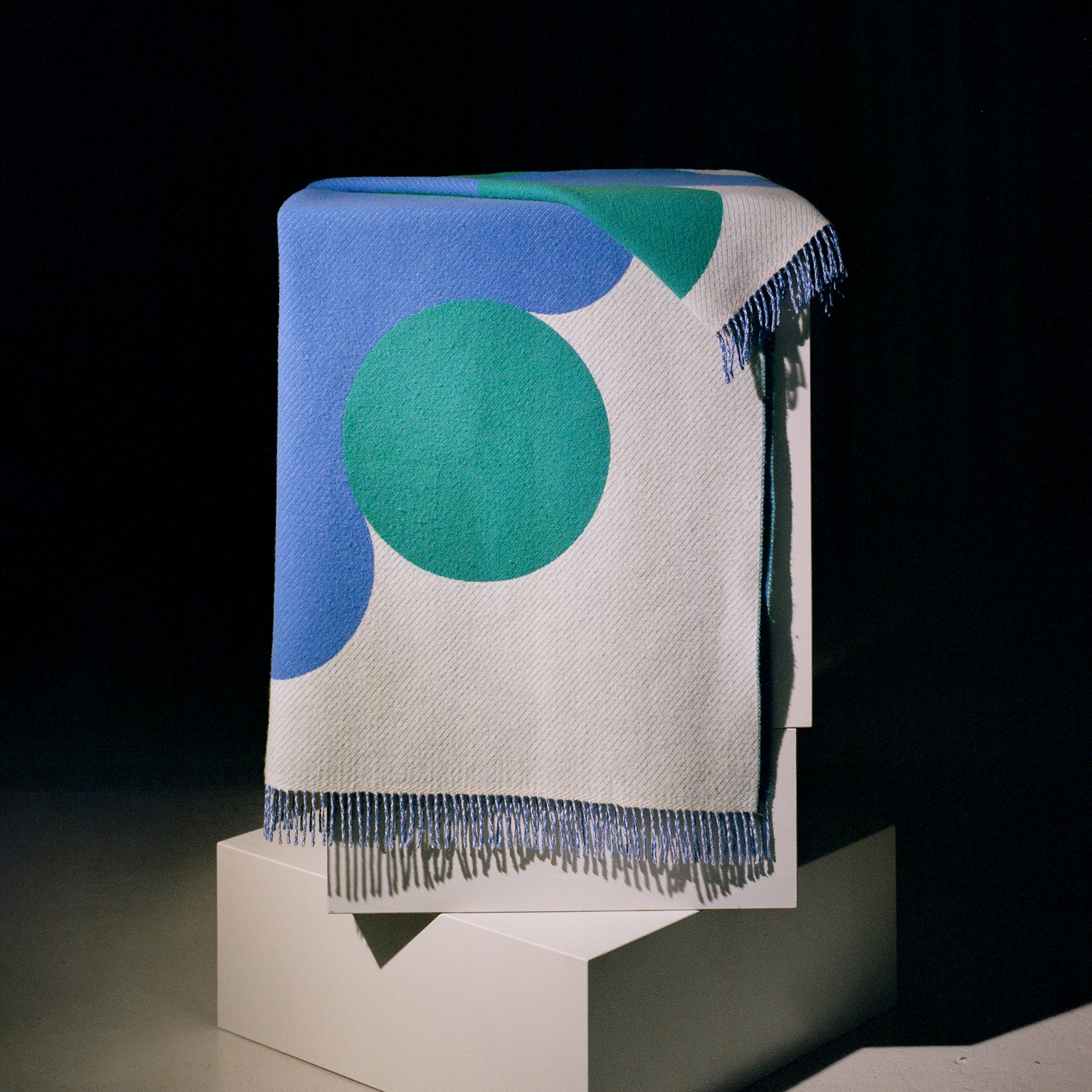 White, Blue and Leaf Throw Blanket - Oversized Retro Flower Motif - Image 8