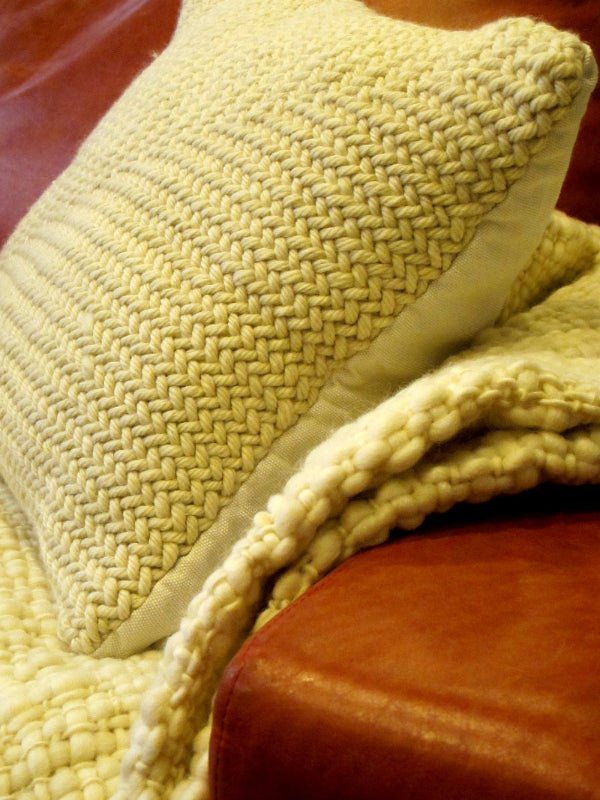 Natural Wool Cable Knit Zag Pillow - Image 2