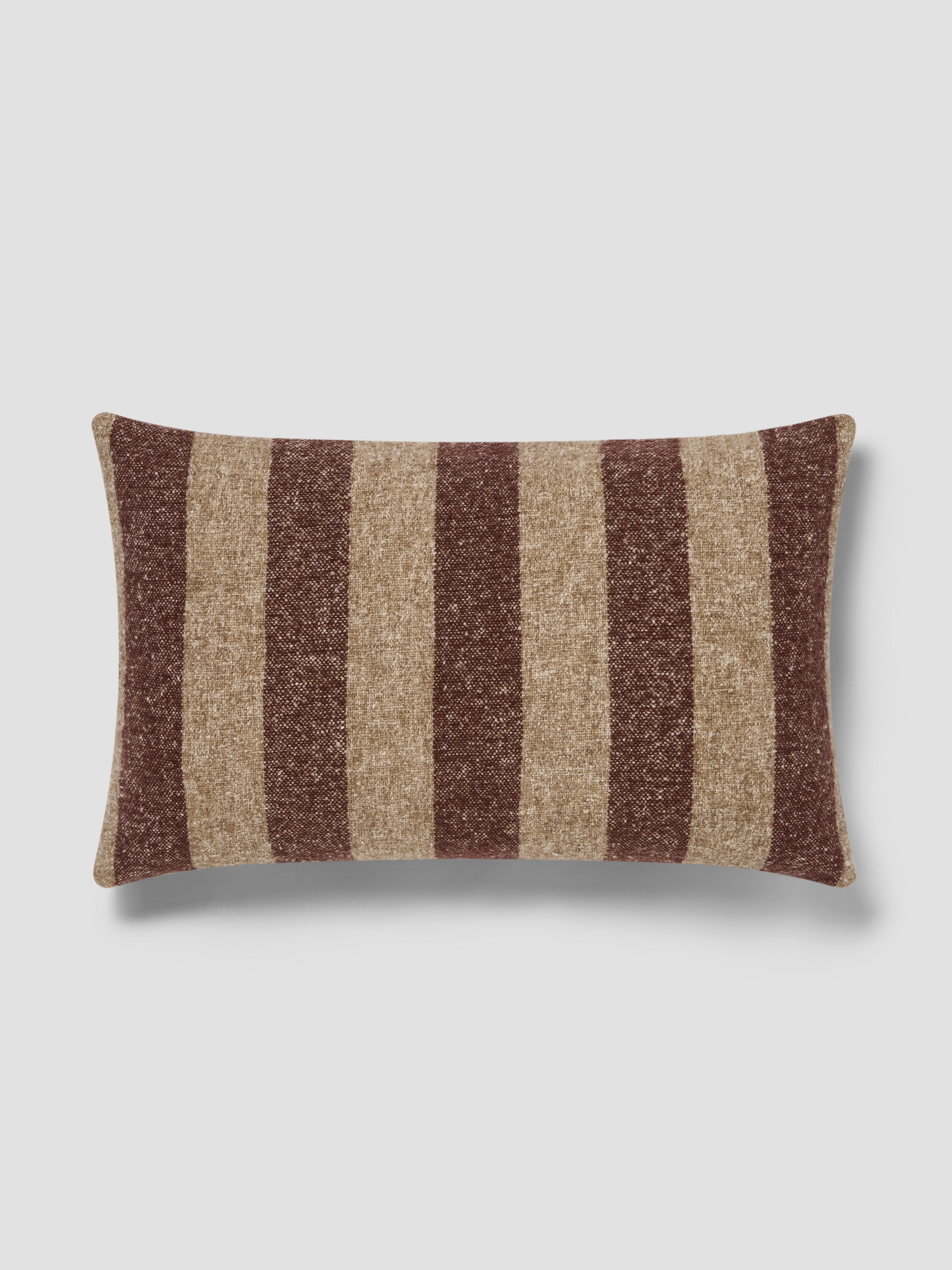 Mocha & Oatmeal Wide Stripe Rectangle Cushion Cover - 16 x 24 in