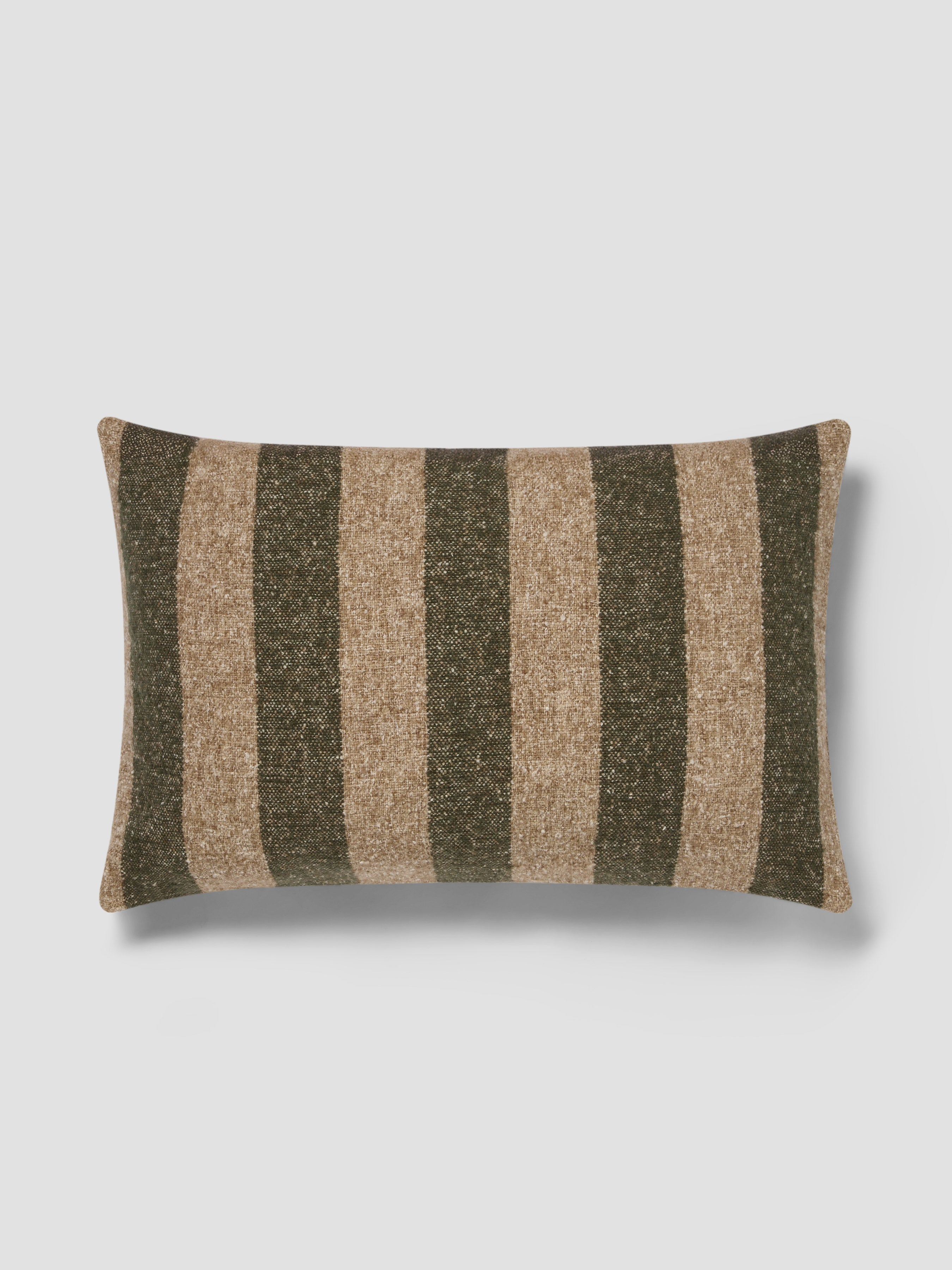 Fern Green & Oatmeal Wide Stripe Rectangle Cushion Cover - 16 x 24 in